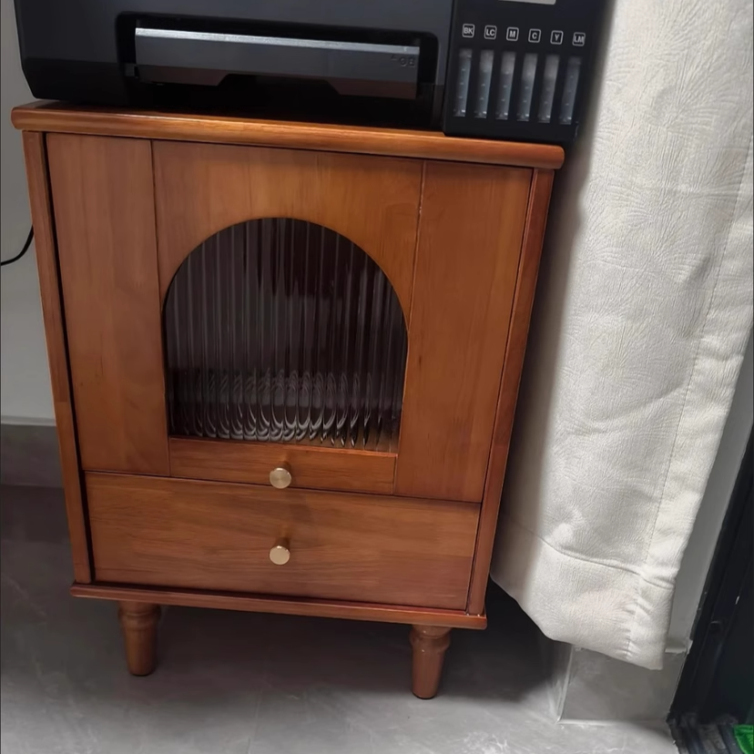 Traditional Vintage Wood Rectangular Nightstand With 1-Drawer For Bedroom & Living Room