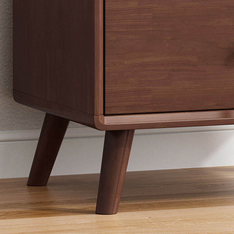 Modern Minimalist Solid Wood Square Nightstand 2-Drawer For Bedroom & Living Room