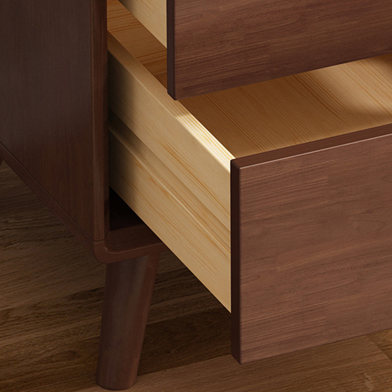 Modern Minimalist Solid Wood Square Nightstand 2-Drawer For Bedroom & Living Room