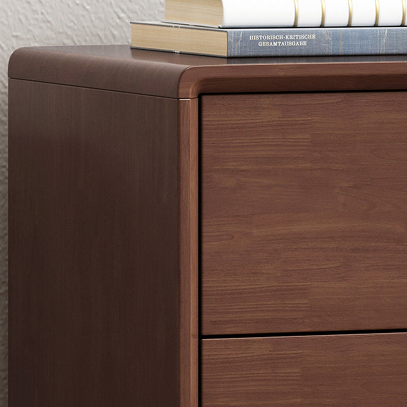 Modern Minimalist Solid Wood Square Nightstand 2-Drawer For Bedroom & Living Room