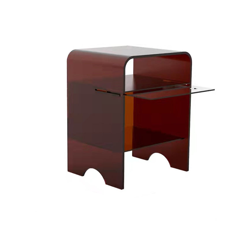 Modern Minimalist Acrylic Arch Square End Table 3-Tiers For Bedroom & Living Room