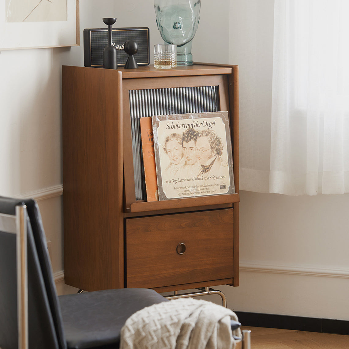 Traditional Vintage Pine Glass Stainless Steel Trapezoid Rectangular Side Table 3-Tiers For Bedroom & Living Room