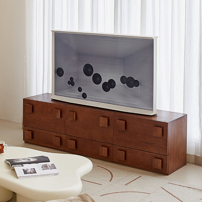 Traditional Vintage Solid Wood Square Rectangular Side Table With 2 Drawers For Bedroom & Living Room