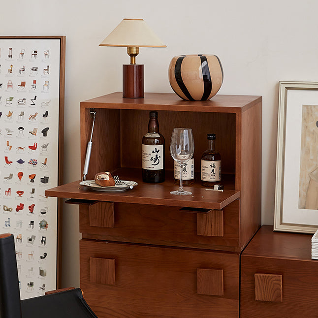 Traditional Vintage Solid Wood Square Rectangular Side Table With 2 Drawers For Bedroom & Living Room