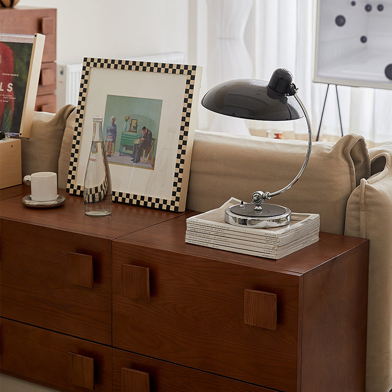 Traditional Vintage Solid Wood Square Rectangular Side Table With 2 Drawers For Bedroom & Living Room