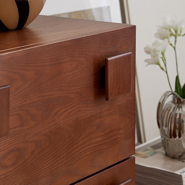 Traditional Vintage Solid Wood Square Rectangular Side Table With 2 Drawers For Bedroom & Living Room