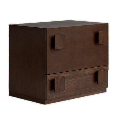 Traditional Vintage Solid Wood Square Rectangular Side Table With 2 Drawers For Bedroom & Living Room