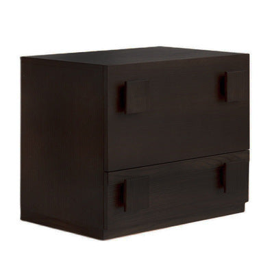 Traditional Vintage Solid Wood Square Rectangular Side Table With 2 Drawers For Bedroom & Living Room