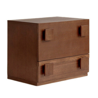 Traditional Vintage Solid Wood Square Rectangular Side Table With 2 Drawers For Bedroom & Living Room