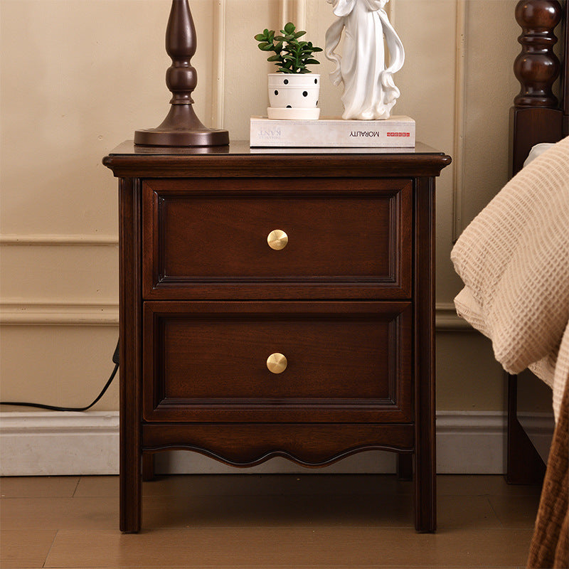 Traditional Vintage Solid Wood & Metal Rounded Rectangle Nightstand 1/2/3-Drawer Bedroom Storage