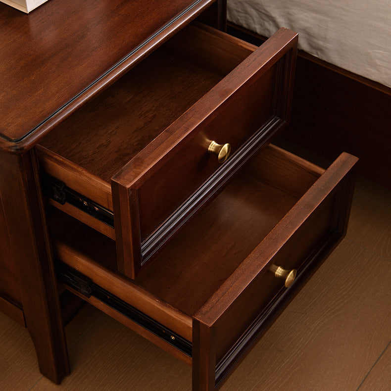 Traditional Vintage Solid Wood & Metal Rounded Rectangle Nightstand 1/2/3-Drawer Bedroom Storage