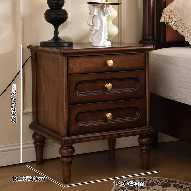 Traditional Vintage Solid Wood & Metal Rounded Rectangle Nightstand 1/2/3-Drawer Bedroom Storage