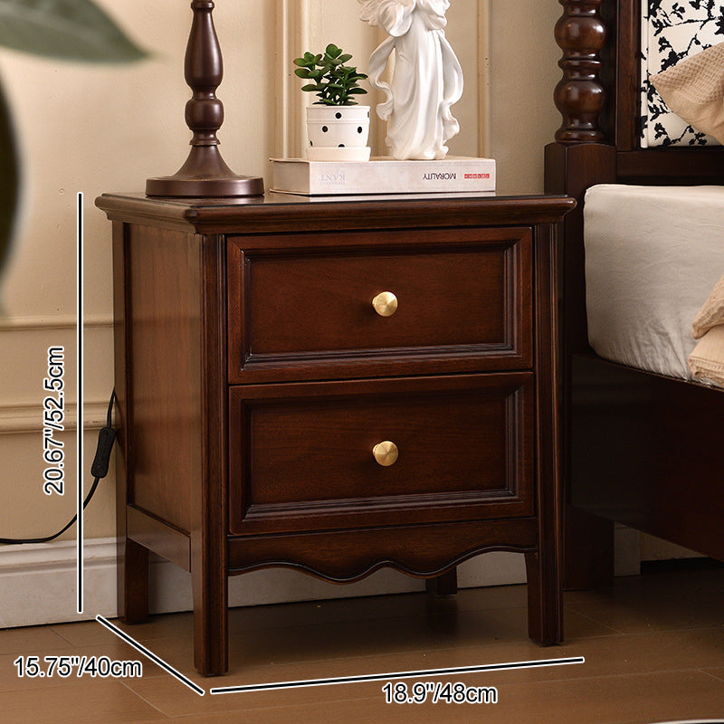 Traditional Vintage Solid Wood & Metal Rounded Rectangle Nightstand 1/2/3-Drawer Bedroom Storage