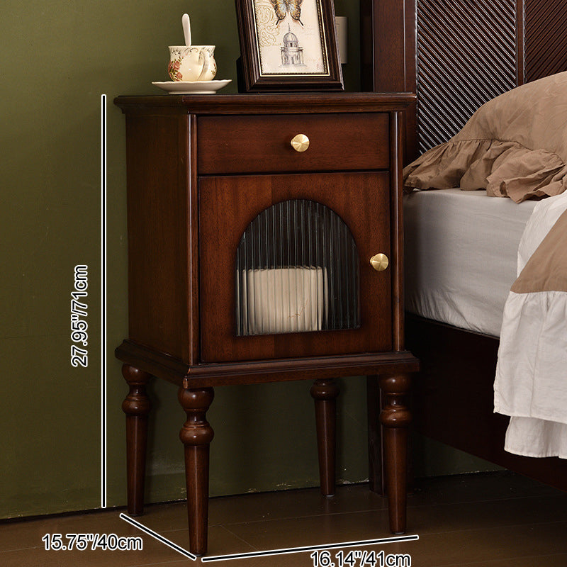 Traditional Vintage Solid Wood & Metal Rounded Rectangle Nightstand 1/2/3-Drawer Bedroom Storage