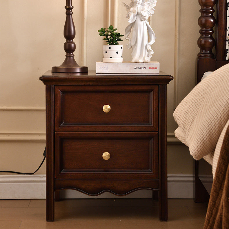 Traditional Vintage Solid Wood & Metal Rounded Rectangle Nightstand 1/2/3-Drawer Bedroom Storage