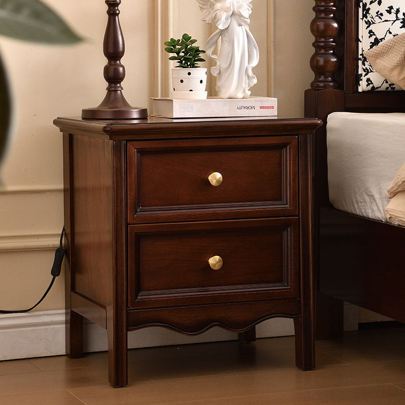 Traditional Vintage Solid Wood & Metal Rounded Rectangle Nightstand 1/2/3-Drawer Bedroom Storage