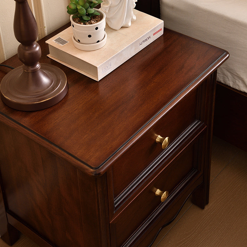 Traditional Vintage Solid Wood & Metal Rounded Rectangle Nightstand 1/2/3-Drawer Bedroom Storage
