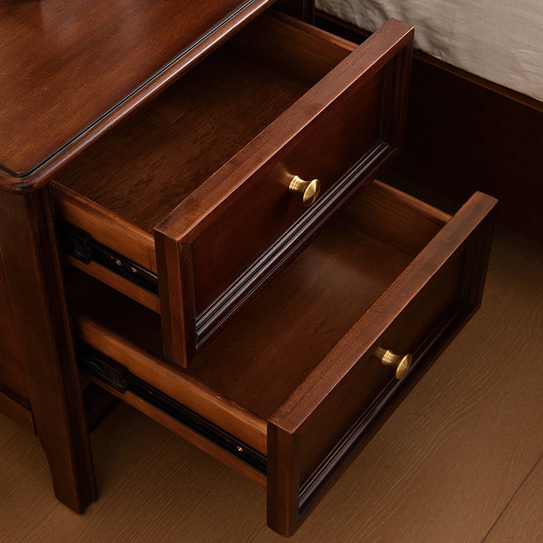 Traditional Vintage Solid Wood & Metal Rounded Rectangle Nightstand 1/2/3-Drawer Bedroom Storage
