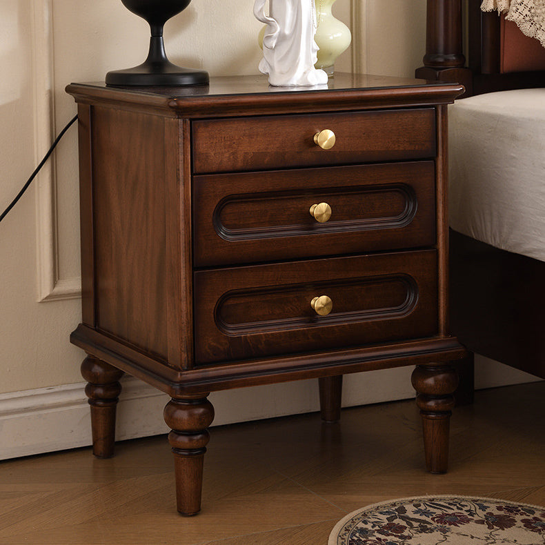 Traditional Vintage Solid Wood & Metal Rounded Rectangle Nightstand 1/2/3-Drawer Bedroom Storage