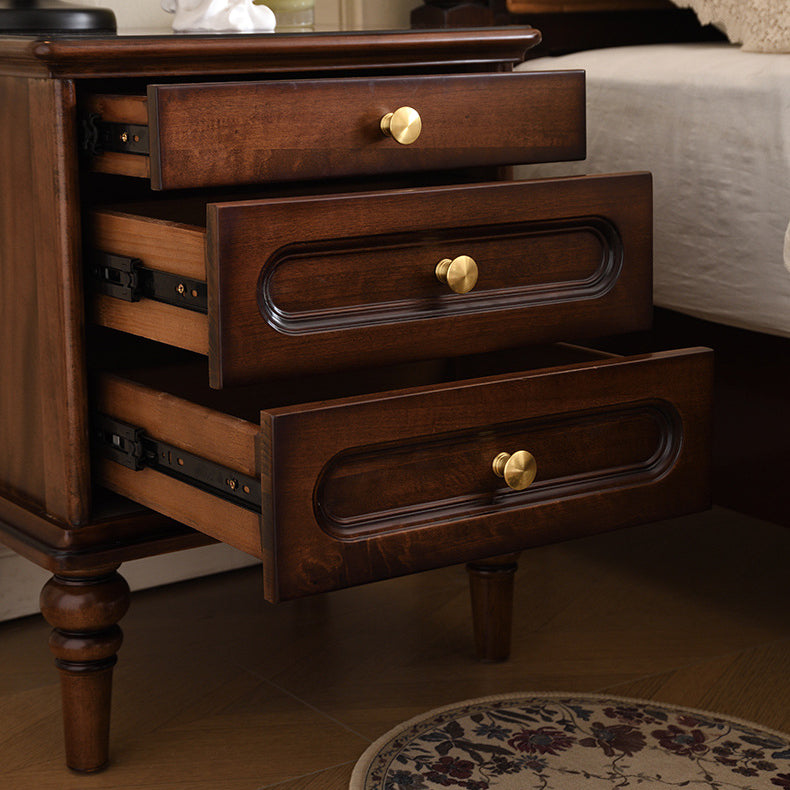 Traditional Vintage Solid Wood & Metal Rounded Rectangle Nightstand 1/2/3-Drawer Bedroom Storage