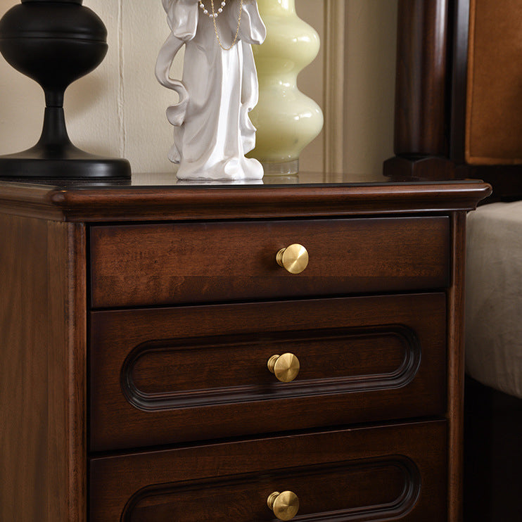 Traditional Vintage Solid Wood & Metal Rounded Rectangle Nightstand 1/2/3-Drawer Bedroom Storage