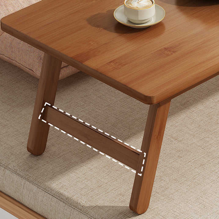 Traditional Japanese Natural Bamboo Rectangular Foldable End Table 1- Tier For Bedroom & Living Room