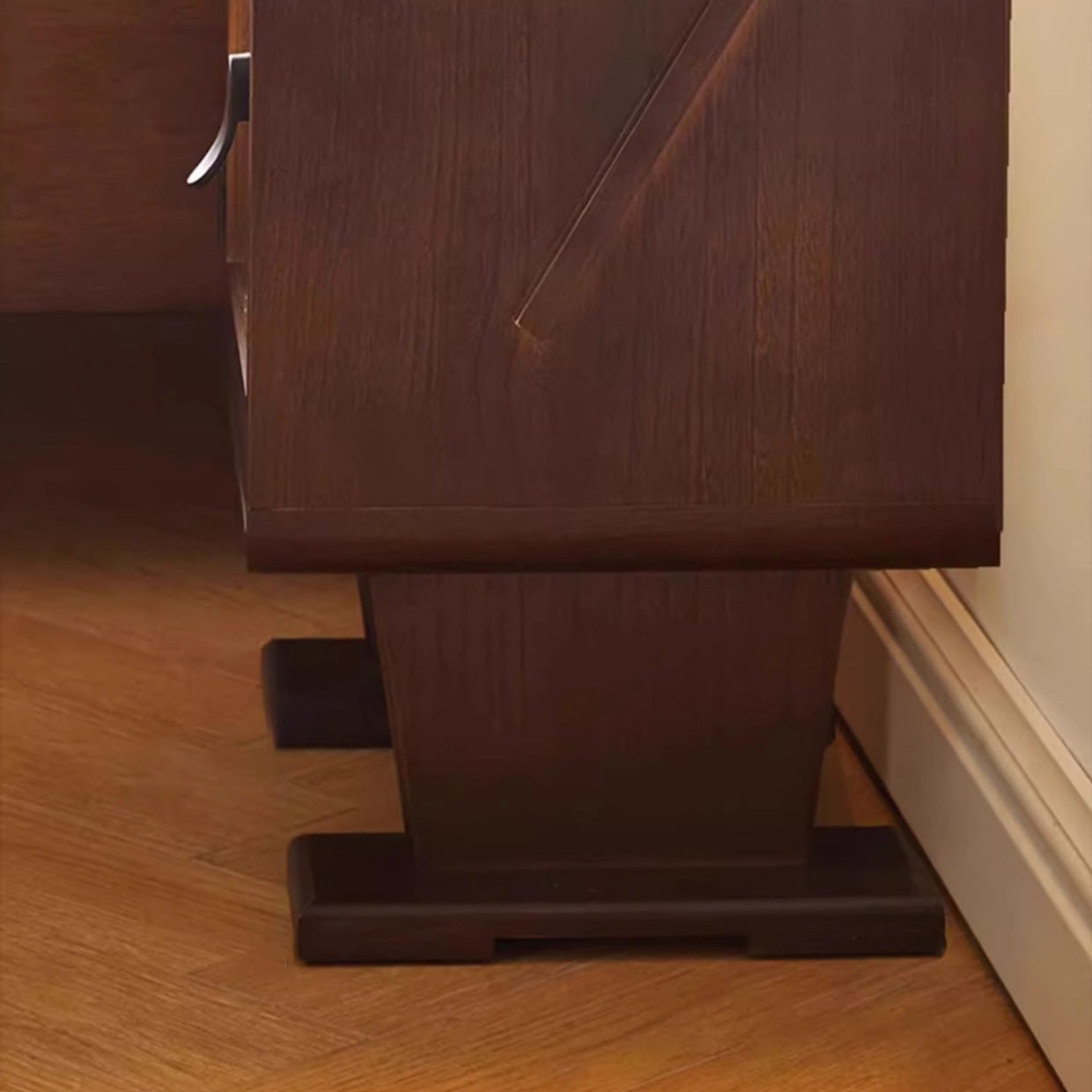 Contemporary Creative Solid Wood Glass Rounded Robot-Shaped Nightstand With 2 Storage For Bedroom & Living Room