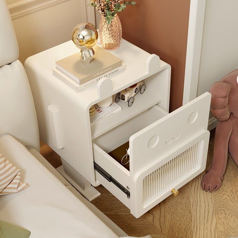 Contemporary Creative Medium-Density Fiberboard Metal Glass Bunny-Shaped Nightstand With 1 Drawer For Bedroom