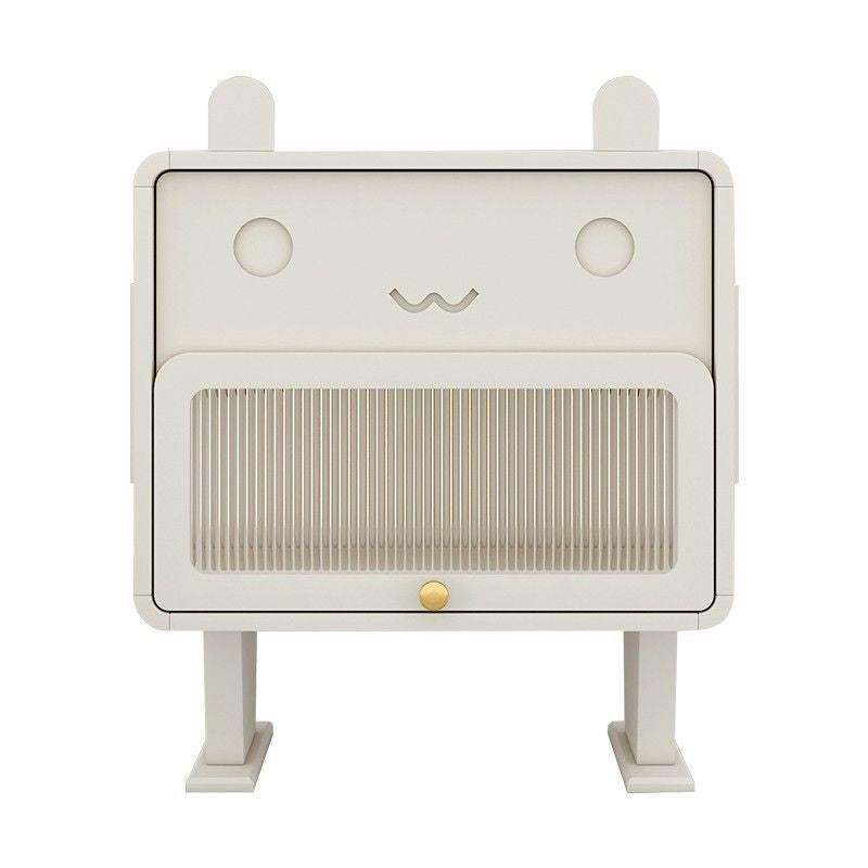 Contemporary Creative Medium-Density Fiberboard Metal Glass Bunny-Shaped Nightstand With 1 Drawer For Bedroom