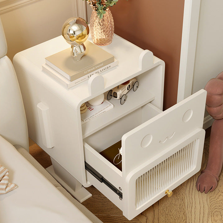 Contemporary Creative Medium-Density Fiberboard Metal Glass Bunny-Shaped Nightstand With 1 Drawer For Bedroom