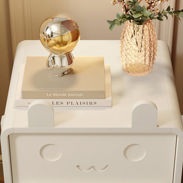 Contemporary Creative Medium-Density Fiberboard Metal Glass Bunny-Shaped Nightstand With 1 Drawer For Bedroom
