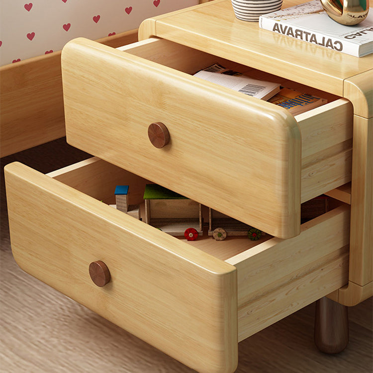 Contemporary Creative Solid Wood Rounded Cylinder Nightstand With 1/2 Drawers For Bedroom