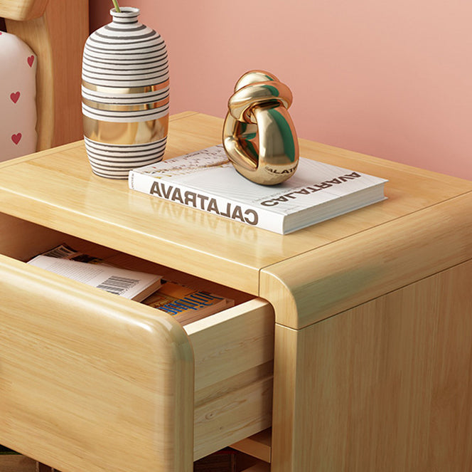 Contemporary Creative Solid Wood Rounded Cylinder Nightstand With 1/2 Drawers For Bedroom
