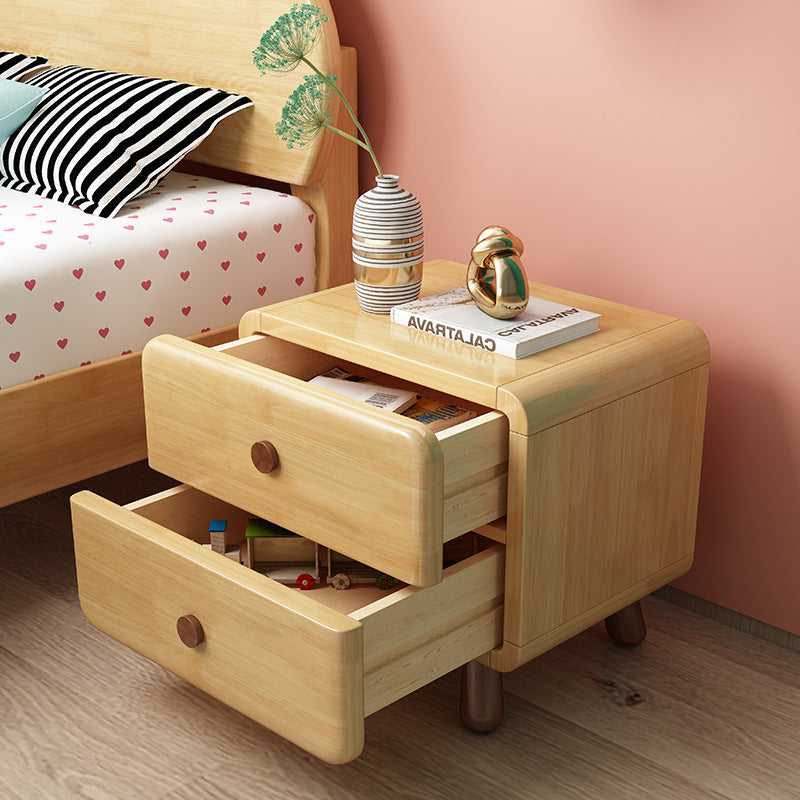 Contemporary Creative Solid Wood Rounded Cylinder Nightstand With 1/2 Drawers For Bedroom