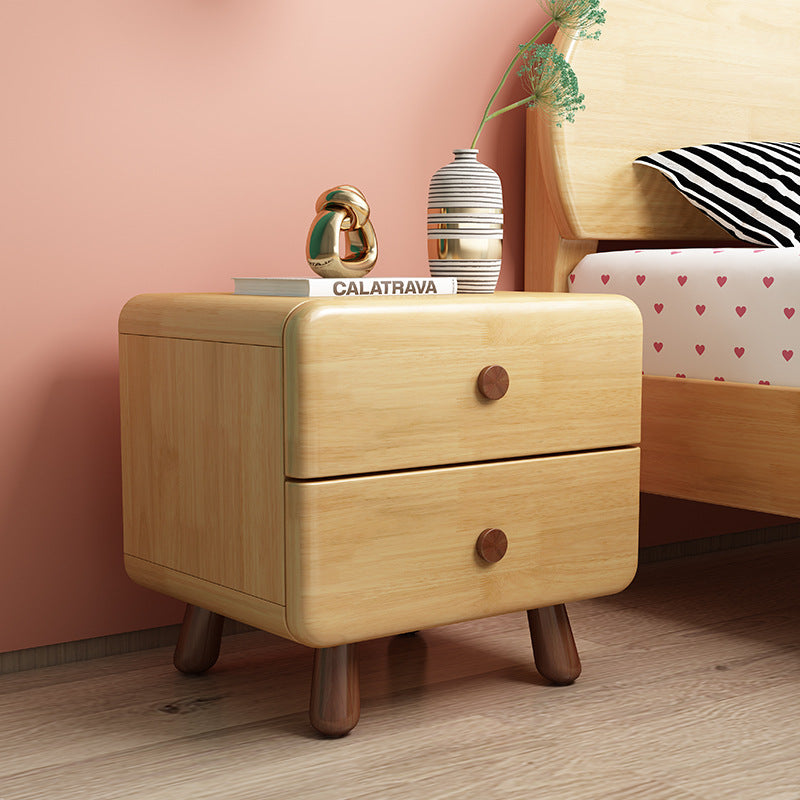 Contemporary Creative Solid Wood Rounded Cylinder Nightstand With 1/2 Drawers For Bedroom