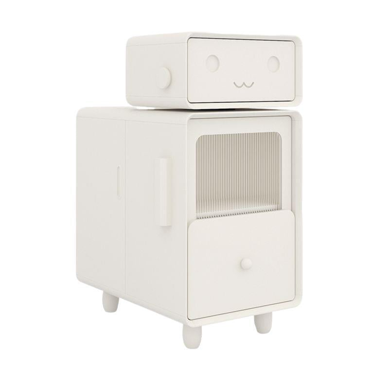 Contemporary Creative Solid Wood & Metal Oval Robot Side Table With 2 Drawers For Living Room & Bedroom