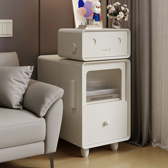 Contemporary Creative Solid Wood & Metal Oval Robot Side Table With 2 Drawers For Living Room & Bedroom