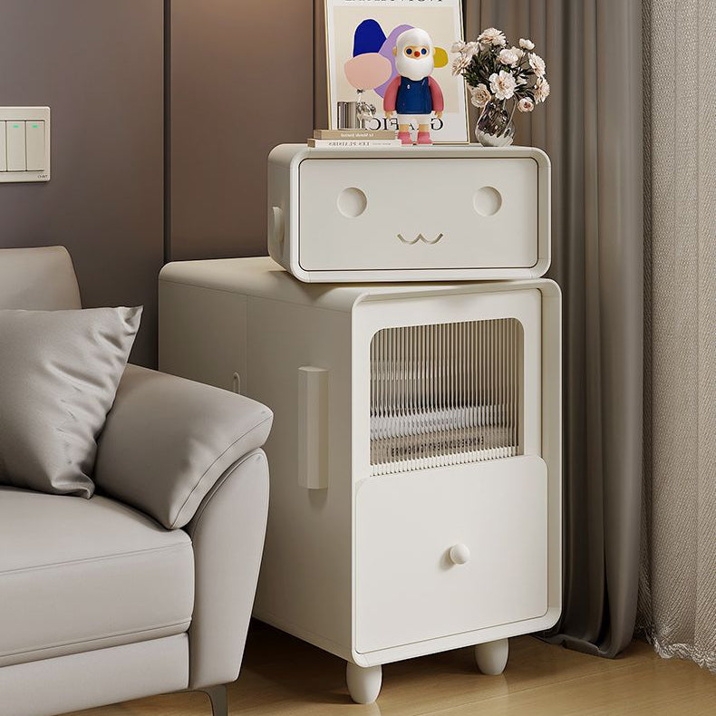 Contemporary Creative Solid Wood & Metal Oval Robot Side Table With 2 Drawers For Living Room & Bedroom