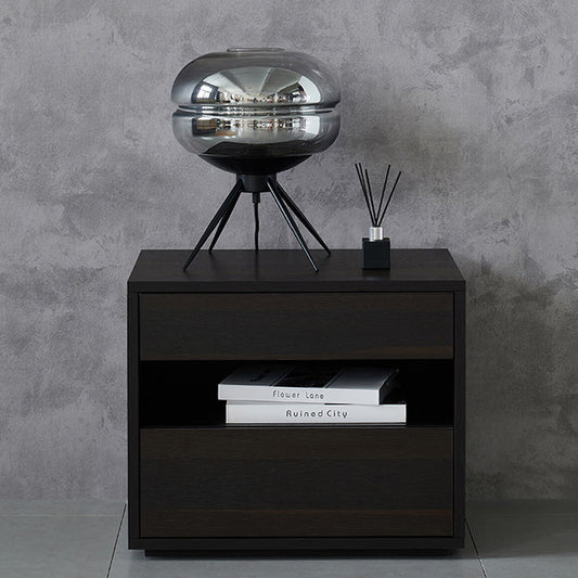 寝室用 北欧風 無垢材 長方形 ナイトスタンド 2段引き出し