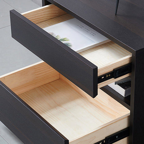 Contemporary Scandinavian Solid Wood Rectangular Nightstand 2-Drawer For Bedroom