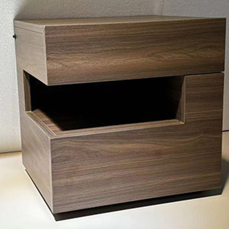 Contemporary Creative Solid Wood Geometric Nightstand With 2 Drawers For Bedroom