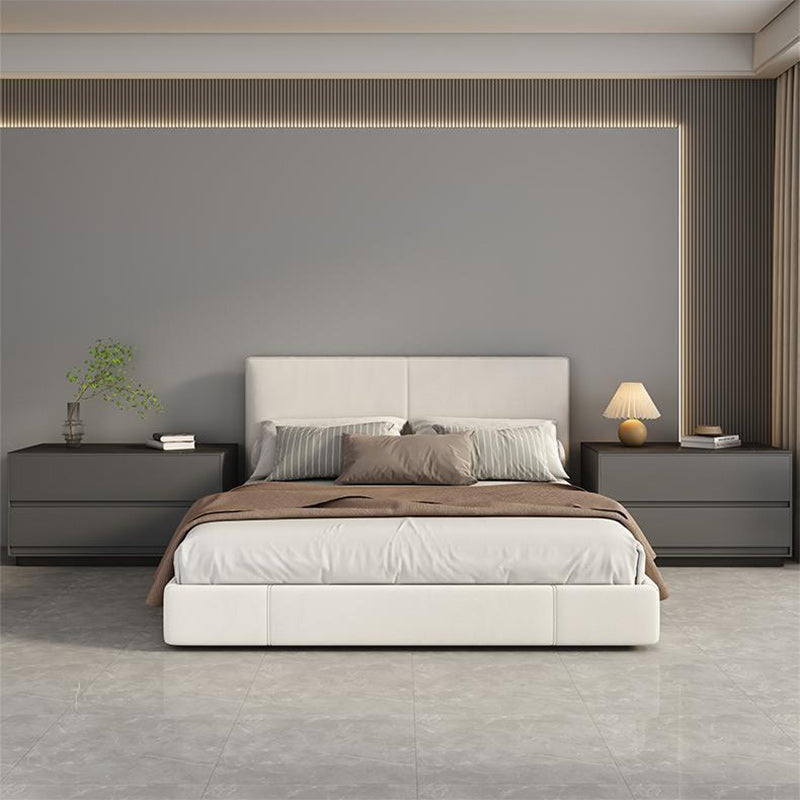Modern Minimalist Sintered Stone Microfiber Leather Wood Rectangular Nightstand 2-Drawer For Bedroom