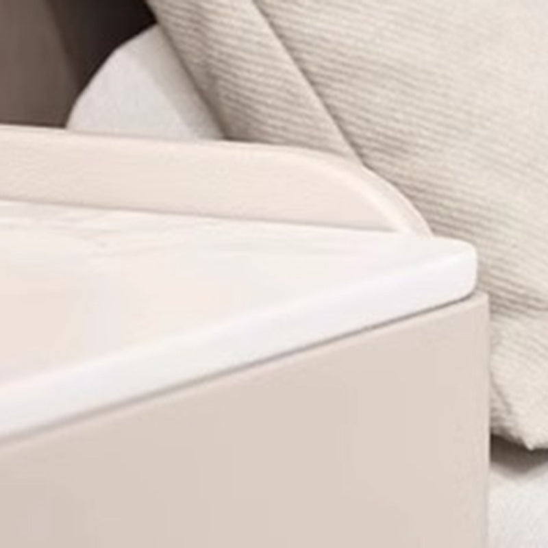 Modern Luxury Sintered Stone Faux Leather Wood Cylindrical Rectangular Nightstand 2-Drawer For Bedroom