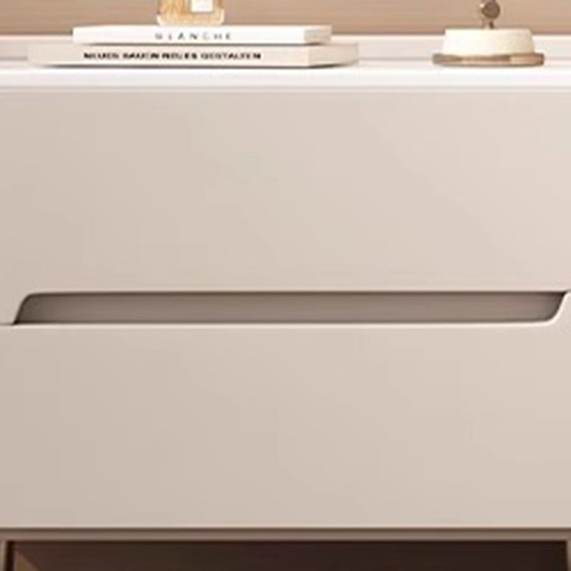 Modern Luxury Sintered Stone Faux Leather Wood Cylindrical Rectangular Nightstand 2-Drawer For Bedroom