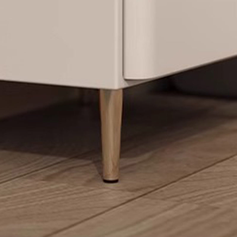 Modern Luxury Sintered Stone Faux Leather Wood Cylindrical Rectangular Nightstand 2-Drawer For Bedroom