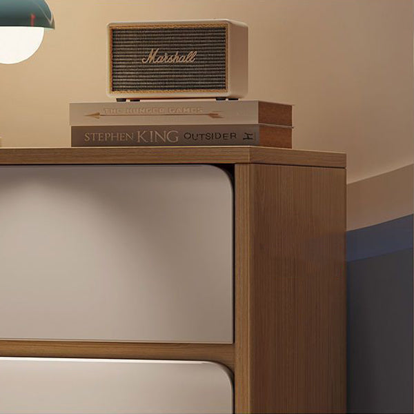 Modern Minimalist Medium-Density Fiberboard Solid Wood Cylinder Square Nightstand With 1/2/3 Drawers For Bedroom