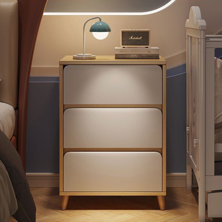 Modern Minimalist Medium-Density Fiberboard Solid Wood Cylinder Square Nightstand With 1/2/3 Drawers For Bedroom