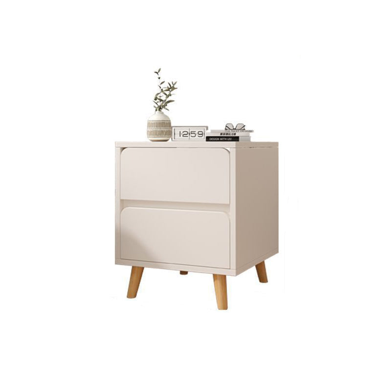 Modern Minimalist Medium-Density Fiberboard Solid Wood Cylinder Square Nightstand With 1/2/3 Drawers For Bedroom