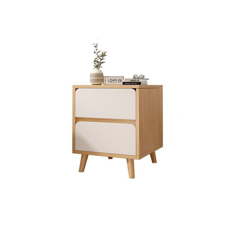 Modern Minimalist Medium-Density Fiberboard Solid Wood Cylinder Square Nightstand With 1/2/3 Drawers For Bedroom