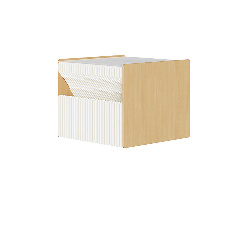 Contemporary Creative Kraft Paper Wood PS Board Rectangular Nightstand With 2 Tiers For Bedroom